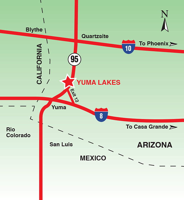 Yuma Lakes Resort - Driving Directions Map